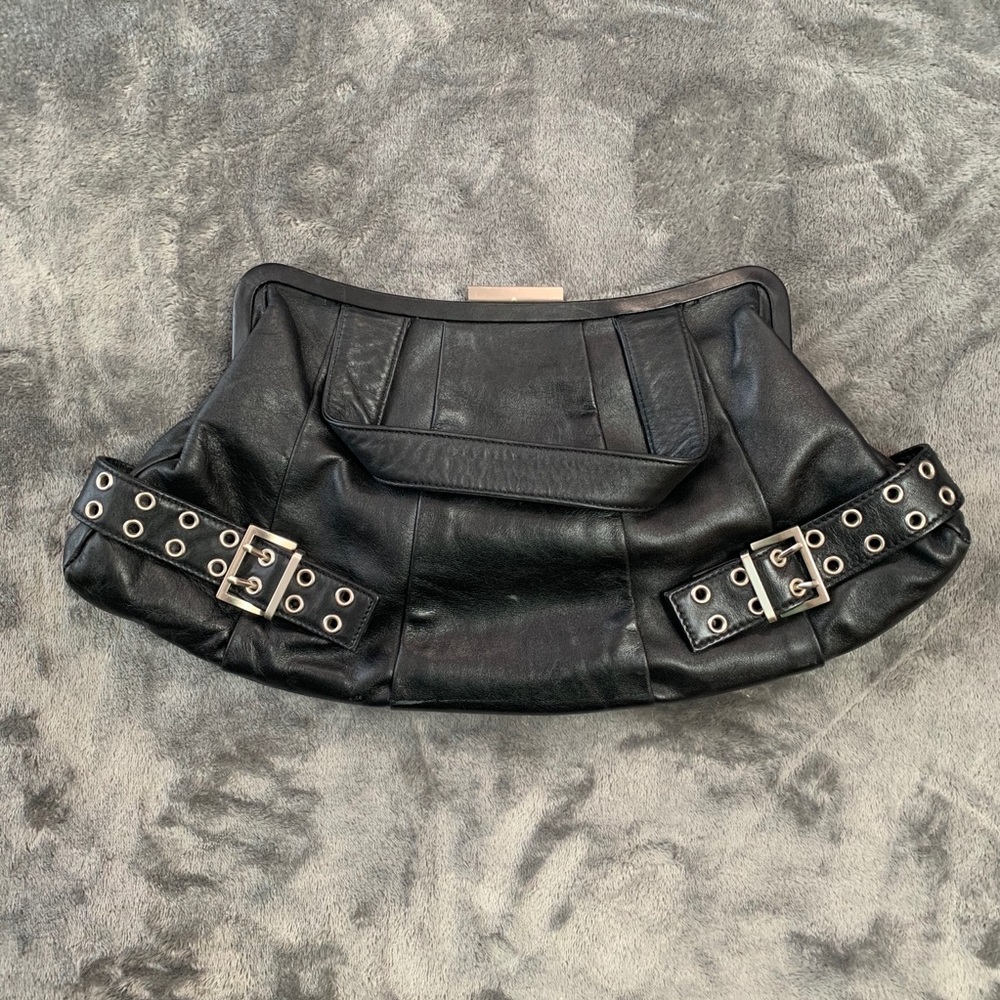 Charles David black leather clutch